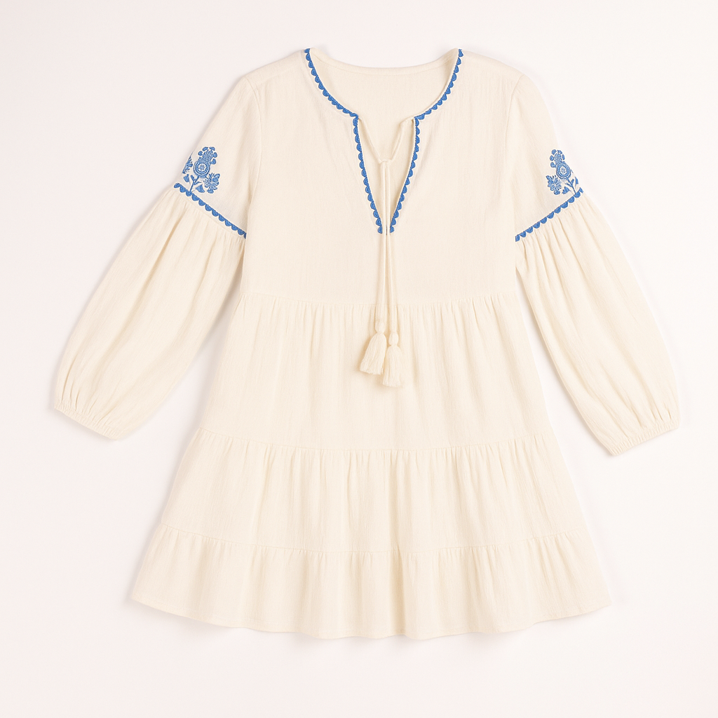 Floral Stitch Mini Dress