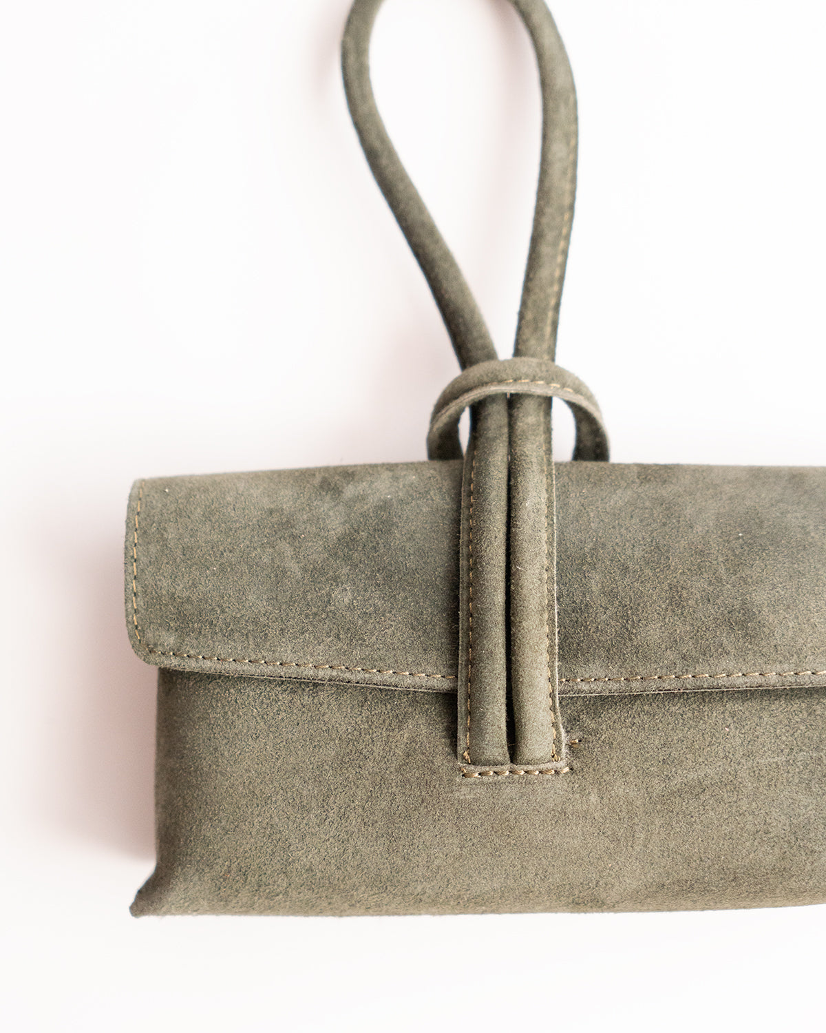 Suede Loop Handle Clutch