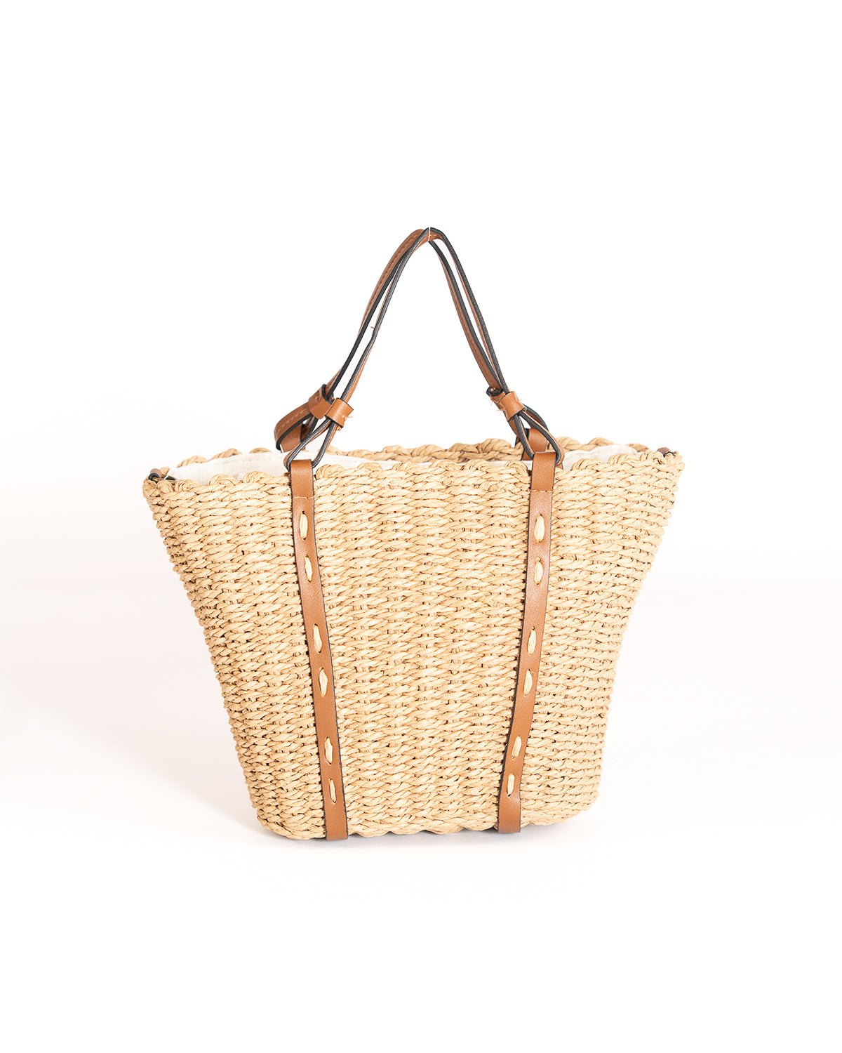 Contrast Handle Basket Bag