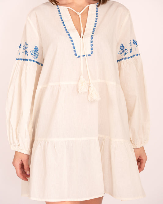 Floral Stitch Mini Dress